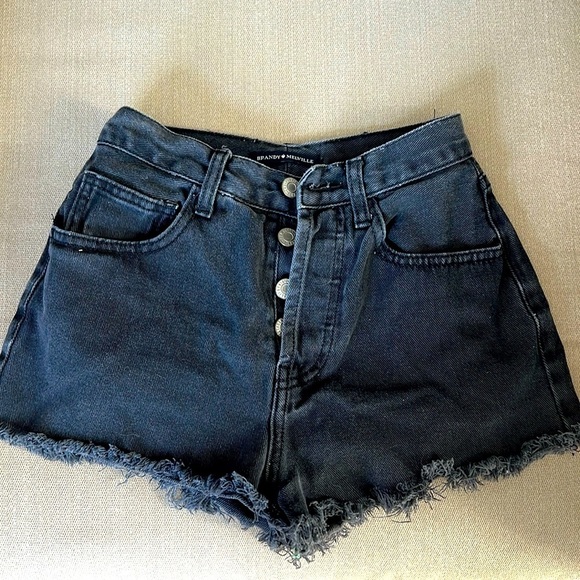BRANDY MELVILLE - CHARCOAL JEAN SHORTS - SIZE 0 - Picture 1 of 3